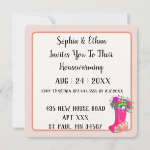 Cute Botanical Modern Minimalistic Housewarming Invitation