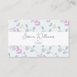 Cute Botanical Pastel Leaves Florist Business Card