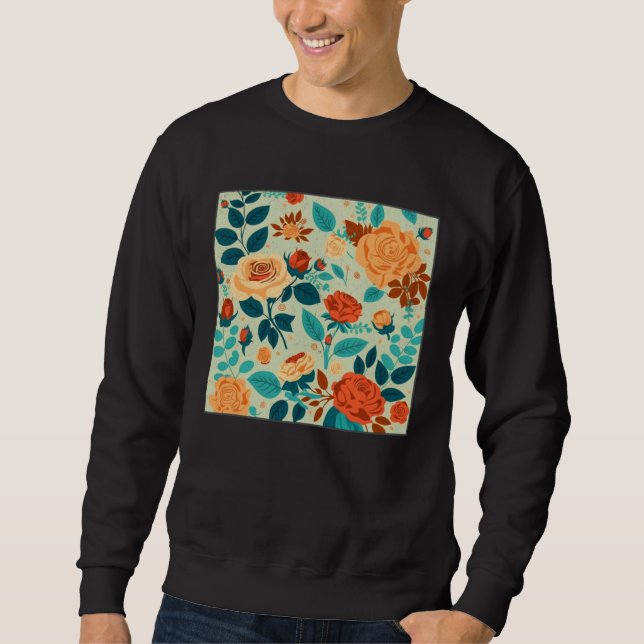 Cute Botanical Roses Illustration Gorgeous Flower  Sweatshirt (Front)