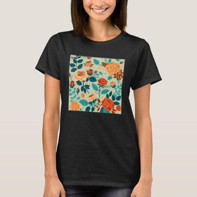Cute Botanical Roses Illustration Gorgeous Flower  T-Shirt (Front)