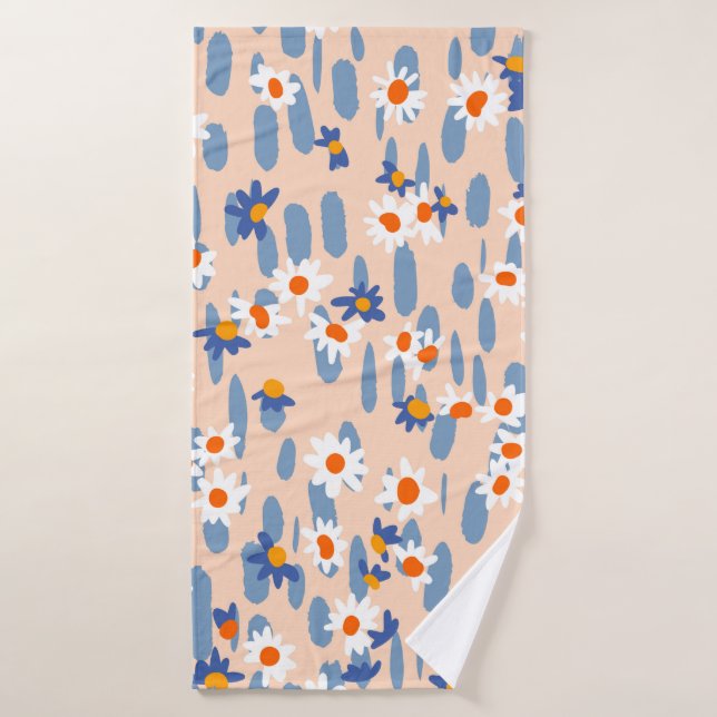 Cute botanical seamless pattern. Small daisies sca Bath Towel (Bath Towel)