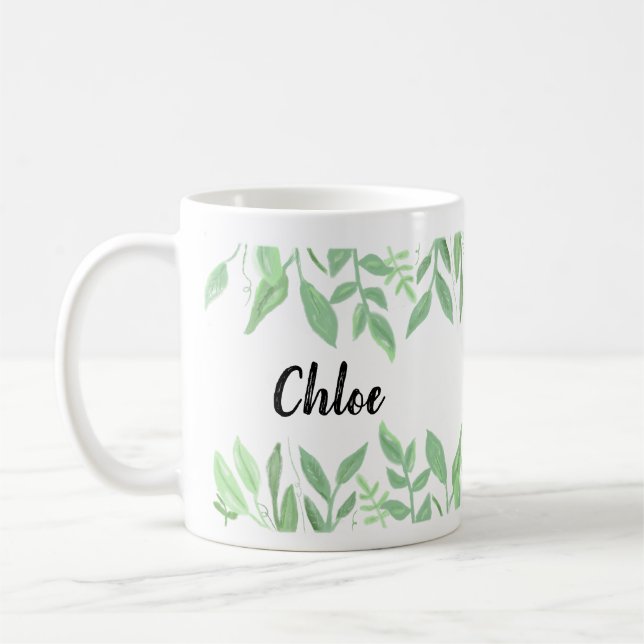 Cute Botanical Watercolor Name Mug (Left)