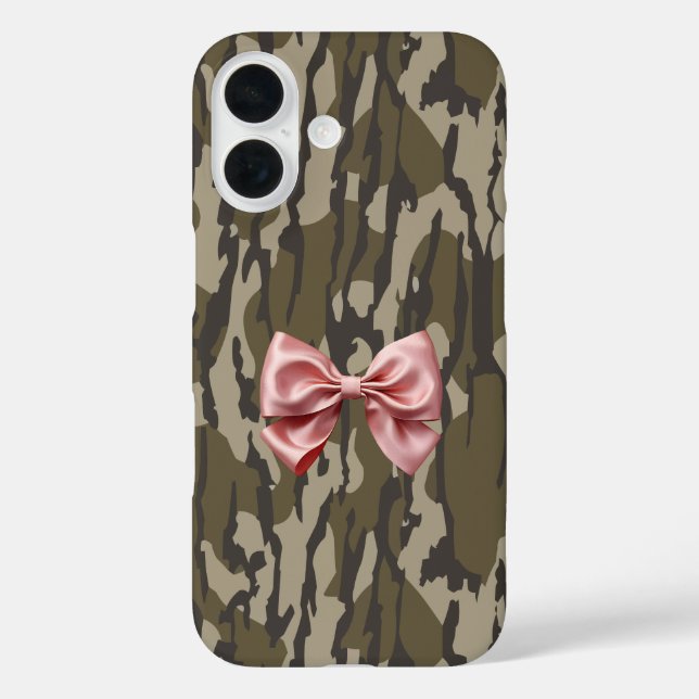 Cute Bottomland Camo Aesthetic Pink Ribbon Bow Case-Mate iPhone Case (Back)