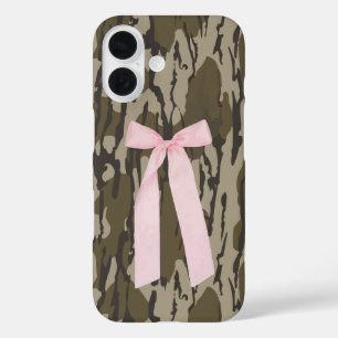 Cute Bottomland Camo Aesthetic Pink Ribbon iPhone 16 Case