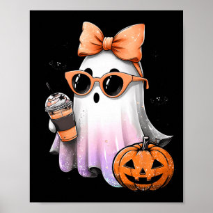 Cute Bougie Ghost Coffee Pumpkin Spooky Season Hal Poster