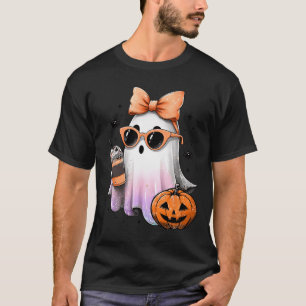 Cute Bougie Ghost Coffee Pumpkin Spooky Season Hal T-Shirt