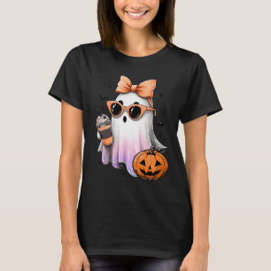 Cute Bougie Ghost Coffee Pumpkin Spooky Season Hal T-Shirt