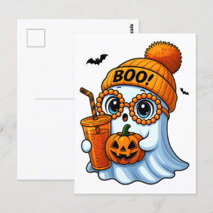Cute Boujee Ghost Halloween Spooky Chic Aestheti Postcard