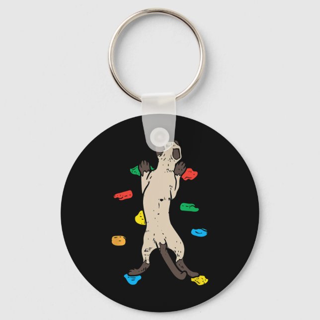 Cute Bouldering Cat - Cute Climbing  Key Ring (Front)