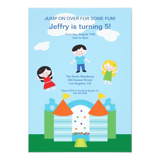 Cute Bounce House Birthday Party Invitation