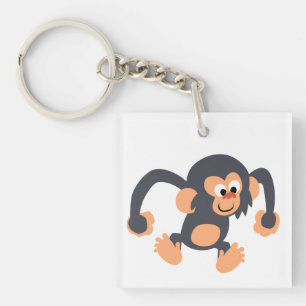 Cute Bouncy Cartoon Chimpanzee Acrylic Keychain