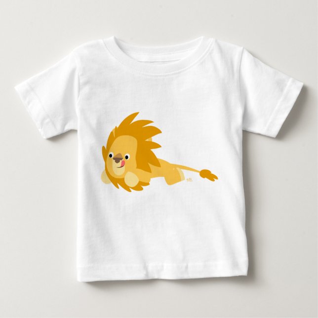 Cute Bouncy Cartoon Lion Baby T-Shirt (Front)