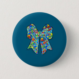 Cute bow autism awareness butterfly brain 6 cm round badge