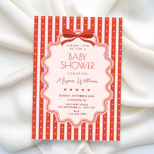 Cute bow baby shower invitation