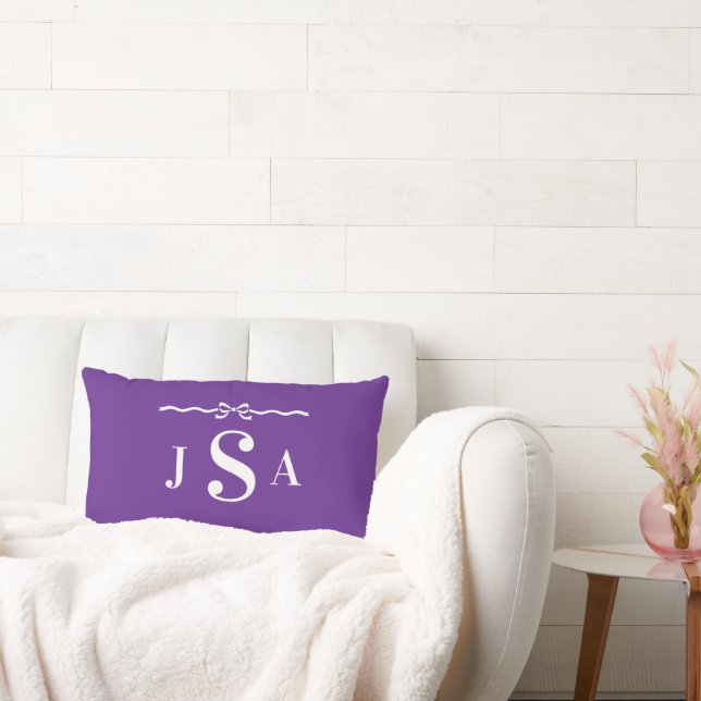 Cute Bow Border Custom Monogram Throw Pillow (Couch)