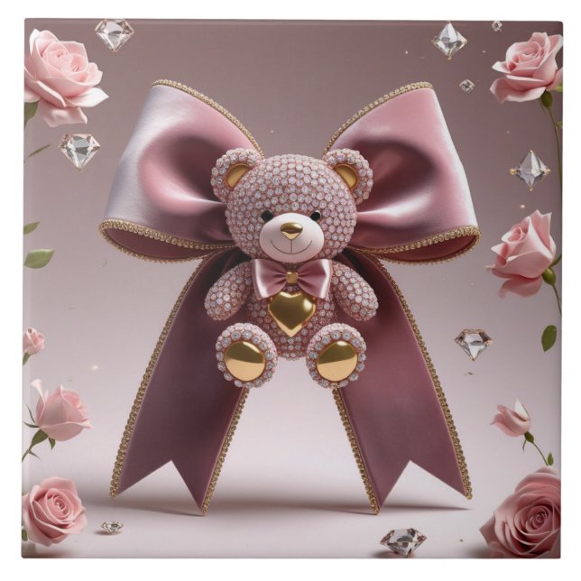 Cute bow Ceramic Tile (Front)