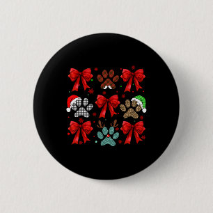 Cute Bow Coquette Dog Paw Dog Mum Dad Merry Christ 6 Cm Round Badge