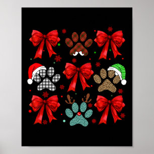 Cute Bow Coquette Dog Paw Dog Mum Dad Merry Christ Poster