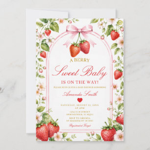 Cute Bow Coquette Girl Baby Shower A Berry Sweet Invitation