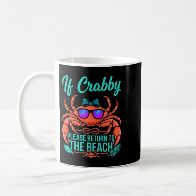 Cute Bow Crab Sungles Beach Vacation Quote Coffee Mug (Left)