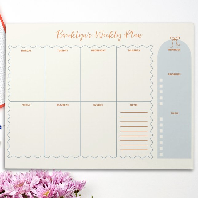 Cute Bow Doodle Weekly Planner  Notepad (Cute Bow Doodle Weekly Planner Notepad
)