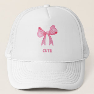 CUTE Bow Embroidered Hat – Pink Aesthetic