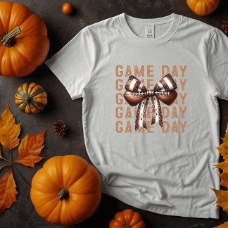 Cute Bow Game Day Football T-Shirt