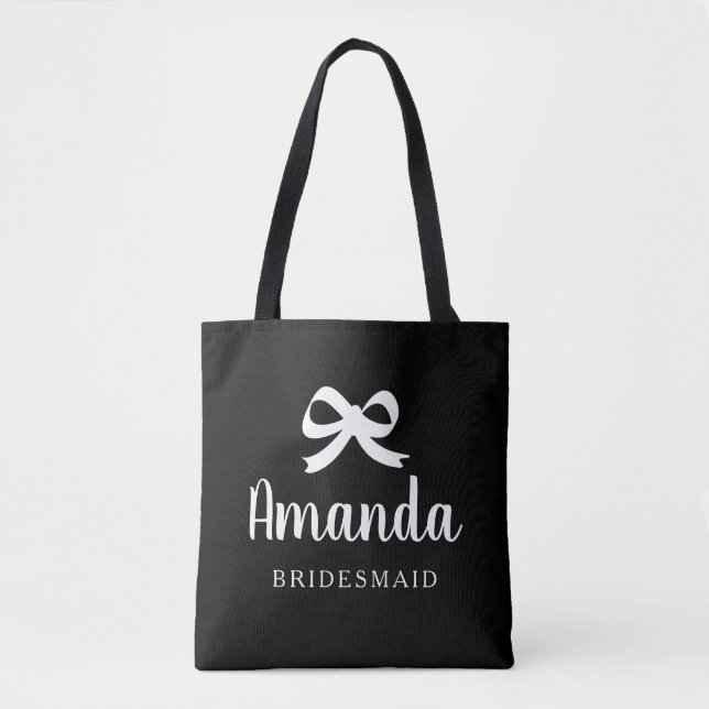 Cute bow knot custom bridesmaid shoulder tote bags (Front)