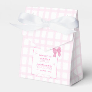 Cute Bow Pastel Pink Gingham Baby Shower Tent Favour Box