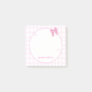 Cute Bow Pastel Pink Gingham Post-it Notes