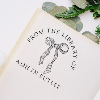 Cute Bow Personal Library Book Self Inking Stamp