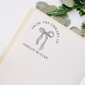 Cute Bow Personal Library Book Stamp