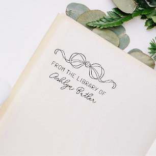 Cute Bow Personal Library Book Stamp