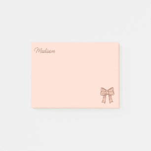 Cute Bow Preppy Coquette Girly Pink With Name Post-it Notes