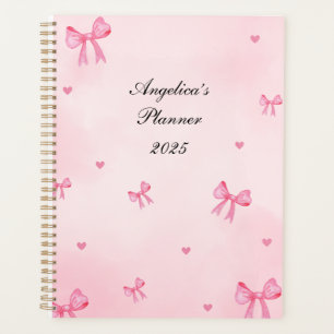 Cute bow print personalised planner