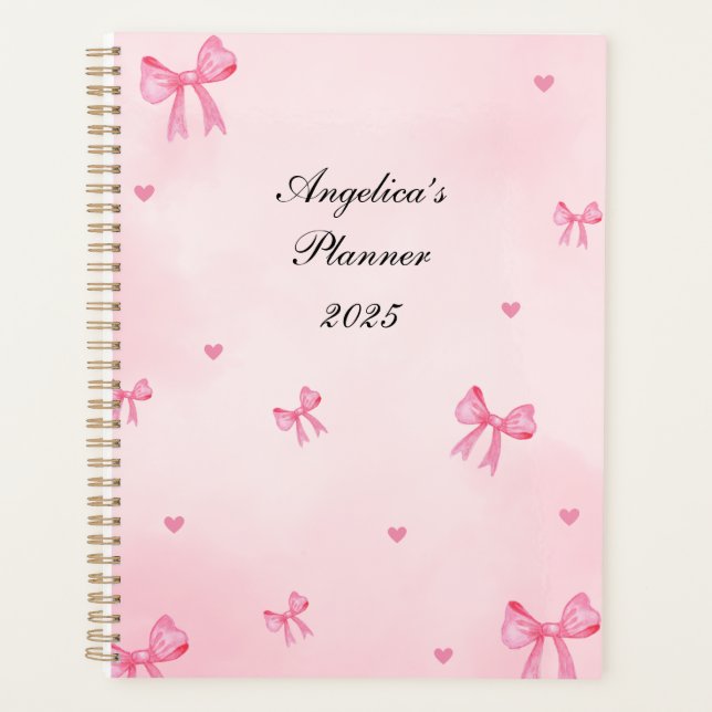 Cute bow print personalised planner (Front)