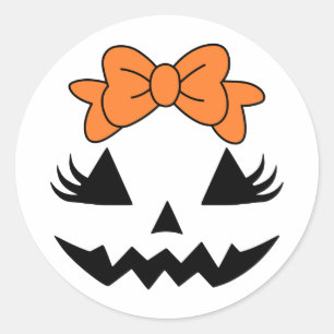 Cute Bow Pumpkin Face Sticker