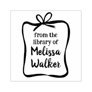 Cute Bow Ribbon Frame CUSTOM Add Your Own Text Rubber Stamp