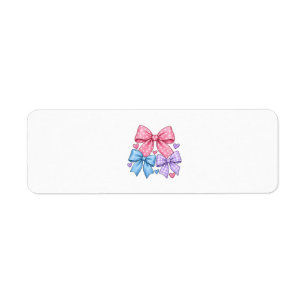 Cute Bow Ribbon Pattern – Pink Blue & Purple Bow Return Address Label