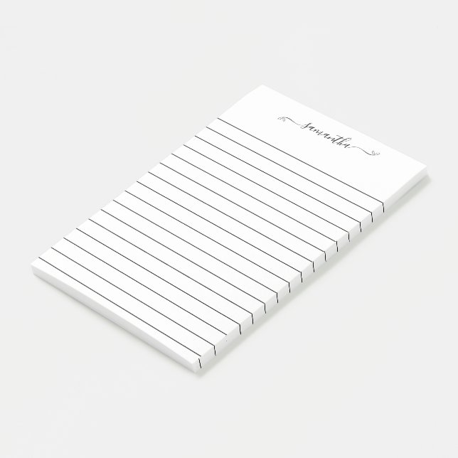 Cute Bow Signature Name Black Line White Post-it Notes (Angled)