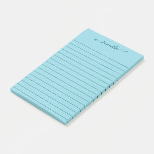 Cute Bow Signature Name Dark Teal Lines Post-it Notes