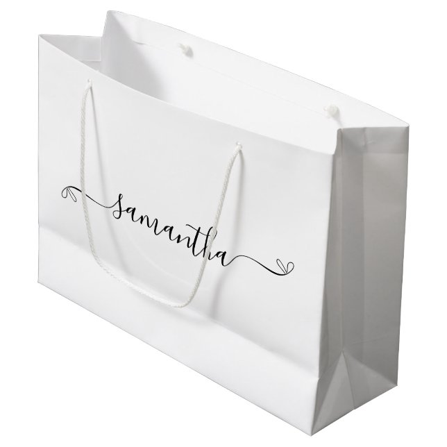 Cute Bow Signature Name Large Gift Bag (Front Angled)
