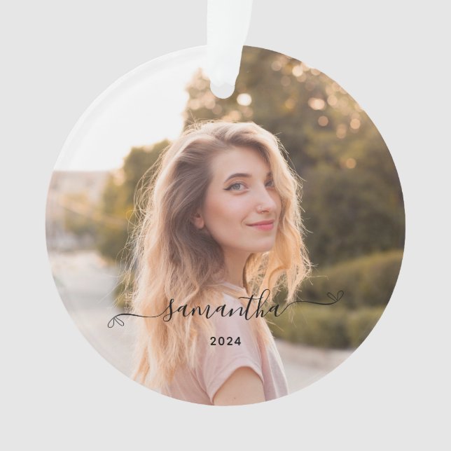 Cute Bow Signature Name Ornament (Front)