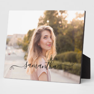 Cute Bow Signature Name Photo Plaque