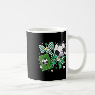 Cute Bow Soccer Chequered Flowers Soccer Lovers Coffee Mug