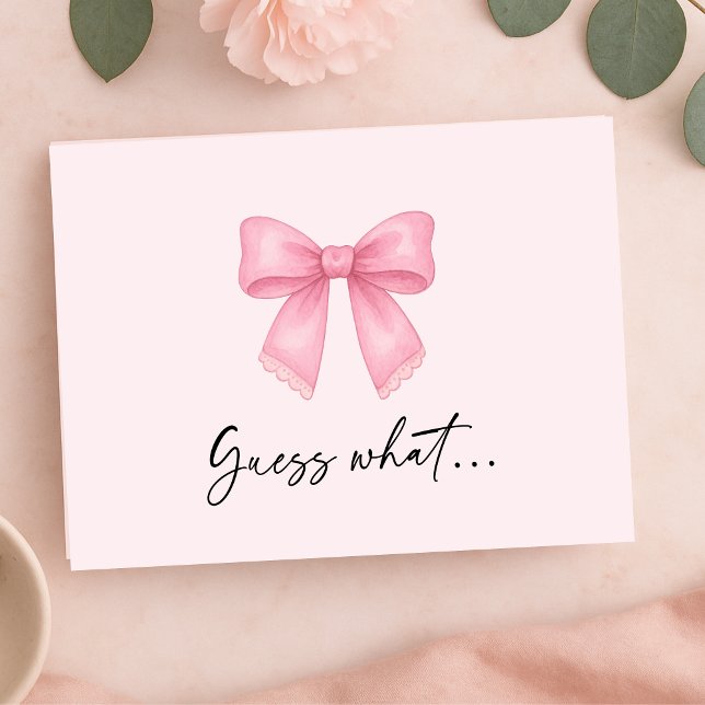 Cute Bow Surprise Holiday Vacation Reveal Card (Cute Bow Surprise Holiday Vacation Reveal Card (Front))