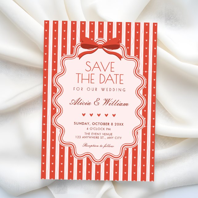 Cute bow vintage wedding  save the date (Creator Uploaded)