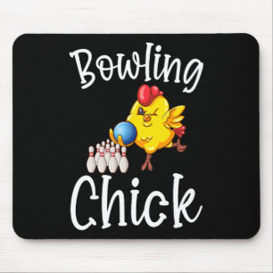 Cute Bowling Chick Funny Bowler Bowl Game Enthusia Mouse Pad