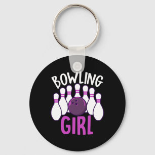 Cute Bowling Girl Funny Bowler Enthusiast Outfit W Key Ring