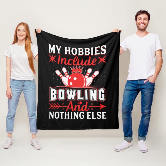 Cute Bowling hobby word art  Fleece Blanket (In Situ)